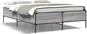 vidaXL Cadru de pat, gri sonoma, 140x190 cm, lemn prelucrat și metal