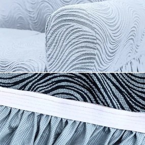 Set huse elastice pentru canapea 3 Locuri si 2 fotolii, cu volanas, model Jacquard Gri in dungi