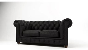 Canapea neagră cu tapițerie din catifea 184 cm Cambridge – Ropez