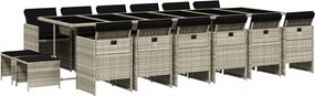 vidaXL Set mobilier de grădină cu perne 17 piese gri deschis poliratan