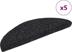 vidaXL Covorașe autoadezive pentru scări, 5 buc., 56x17x3 cm, negre, semirotunde