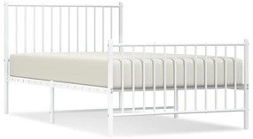 350943 vidaXL Cadru de pat metalic cu tăblie de cap/picioare, alb, 100x190 cm