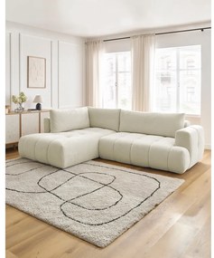 Colțar bej extensibil/cu spațiu de depozitare (cu colț pe partea stângă/în formă de ”L”) Fuji – Bobochic Paris