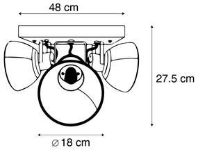 Spotlight industrial gri închis cu lemn de mango 3 lumini - Mangoes