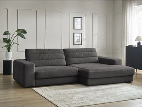 Colțar gri antracit cu tapițerie din catifea (cu colț pe partea dreaptă/cu șezlong) Sierra – Bobochic Paris