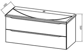 Set mobilier suspendat si lavoar Kolpasan, Tara, 110 cm, alb mat
