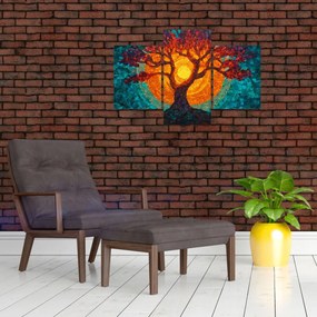 Tablou - Arborele vieții și soarele în mozaic (90x60 cm)