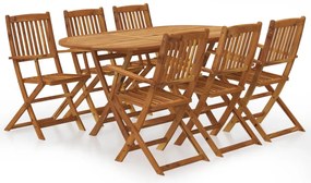 vidaXL Set mobilier de exterior pliabil, 7 piese, lemn masiv de acacia