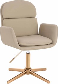 HR480CROSS Scaun Crem Piele Ecologica Premium Soft cu Bază Aurie