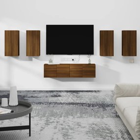 Set dulapuri TV, 6 piese, stejar maro, lemn prelucrat 6, Stejar brun, 30.5 x 30 x 60 cm