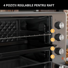 HOMCOM Mini Cuptor Electric cu Convectie 30L pentru Bucătărie Blat Temperatură Ajustabilă 1600W Accesorii Incluse | Aosom Romania