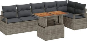 vidaXL Set de canapele pentru grădină 7 pcs Gri Rattan poli