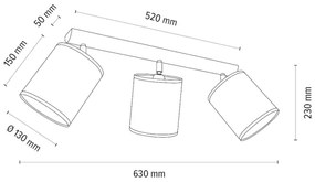 Spot-Light 2037400911553 - Spot BENITA, 3x E27/25W/230V, finisaj stejar