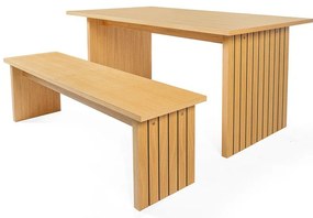 Masă de dining cu blat cu aspect de lemn de stejar 90x160 cm Stripe – Woodman