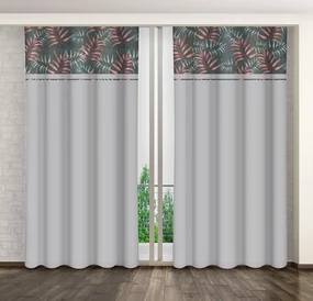 Draperie gri decorativă, cu partea superioară colorată Lungime: 250 cm