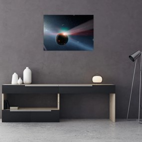 Tablou pe sticlă cu planetă mică (70x50 cm)