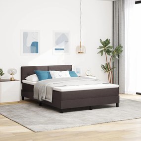 vidaXL Pat cu arcuri cu saltea maro închis 140x200 cm țesătură