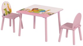 AIYAPLAY Măsuță și 2 scaune pentru copii 3-8 ani cu margini rotunjite, Roz | Aosom Romania