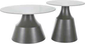 Set 2 masute ITAKA, alb/gri, ceramica/metal