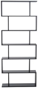 Homcom Librarie Design Modern in Lemn cu 6 Rafturi, Negru, 80x23x192cm