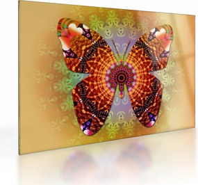 Tablou pe sticlă - Fluture etno (70x50 cm)