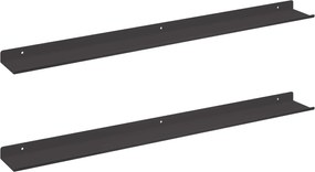 vidaXL Raft suspendat Pe perete 2 pcs Negru 80 x 9 x 2,5 cm Oțel