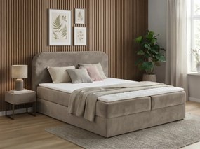 Pat tapitat boxspring FORENA 160x200 cm bej Saltea: Saltea cu arcuri Bonell