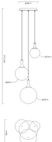 Lustră pe cablu Globo 15885-3H DALTON 3xE27/10W/230V