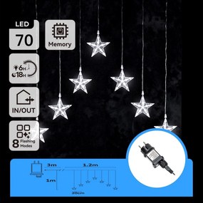 Aigostar - Ghirlandă de Crăciun LED pentru exterior 70xLED/230V 1,2x1m IP44 alb rece stele