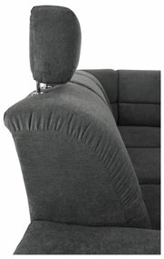 Colţar, piele eco neagră/textil gri închis, stânga, SANTIAGO U