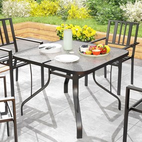 Outsunny Masă de Grădină pentru 4 Persoane cu Gaură pentru Umbrelă Ø54 mm, 96,5x96,5x70 cm, Negru | Aosom Romania