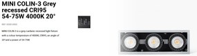 Spot LED incastrabil MINI COLIN-3 Grey recessed CRI95 54-75W 4000K 20°