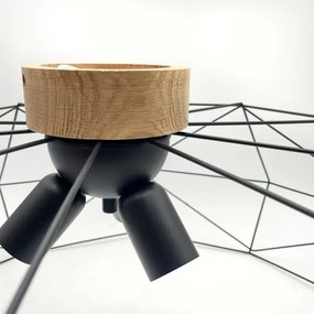 Brilagi - Plafonieră WOODY BASKET, 3 x E27/60W/230V, Ø 80 cm, stejar