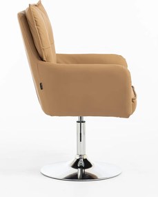 HR250N Scaun Piele Ecologică Premium Soft Culoare Caramel Bază Cromata