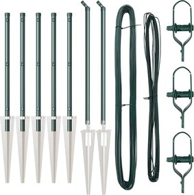 vidaXL Stâlp de gard. 7 pcs Verde Oțel