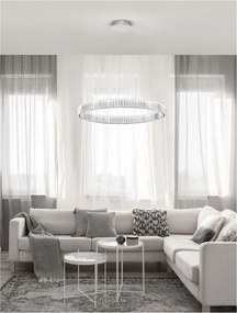 Lustra LED suspendata , dimabila, cristal design elegant AURELIA crom 80cm