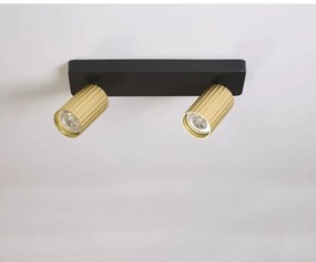 Aplica cu 2 spoturi din aluminiu canelat Anna auriu