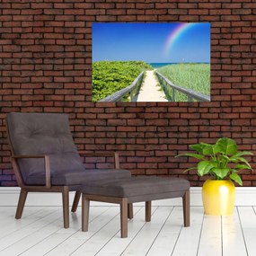 Tablou - Peisaj și curcubeu (90x60 cm)