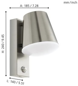 Eglo 97453 - Aplica perete exterior cu senzor CALDIERO 1xE27/10W/230V