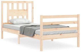 3194531 vidaXL Cadru de pat cu tăblie single mic, lemn masiv