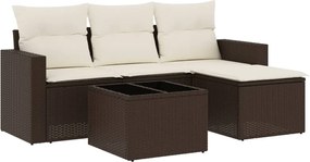 vidaXL Set canapele de grădină cu perne, 5 piese, maro, poliratan