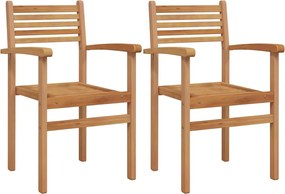 vidaXL Scaun 2 pcs Maro 56 x 55 x 90.5 cm Lemn solid de tec