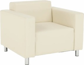 Fotoliu HOMKER, bej/crom, piele ecologica/metal, 89x78x63 cm