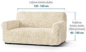 Huse bielastice FUCO bumbac bio smântânii fotoliu dublu (l. 120 - 160 cm)