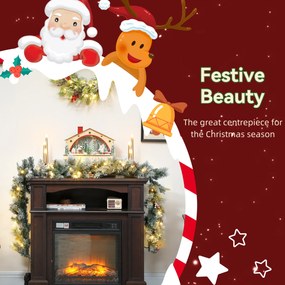 HOMCOM Ghirlanda de Crăciun Ø25x183 cm cu 50 de Lumini LED, Conuri de Pin și Boabe | Aosom Romania