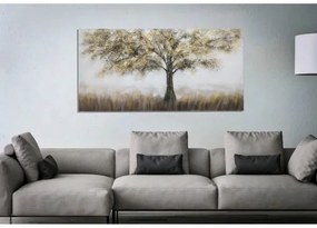Tablou multicolor din lemn de pin si panza, 140 x 3,8 x 70 cm, Tree Dark A Mauro Ferreti