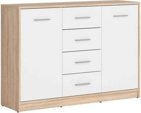 Comoda NEPO PLUS, alb/stejar sonoma, PAL laminat, 119x34x84 cm