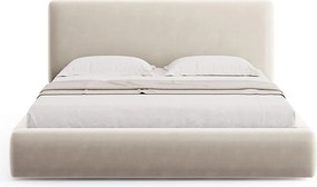 Pat tapitat cu tablie si lada depozitare, Colonel, Cosmopolitan Design, 180x200 cm, catifea, bej deschis