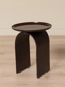 Măsuță laterală din metal, maro antichizat, cu blat rotund și bază în formă de U, finisaj lucios, 44×38 cm, „Amarante"