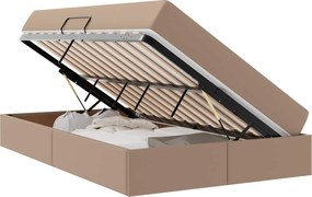 vidaXL Pat cu saltea și spațiu de depozitare 2 pcs Cappuccino Piele